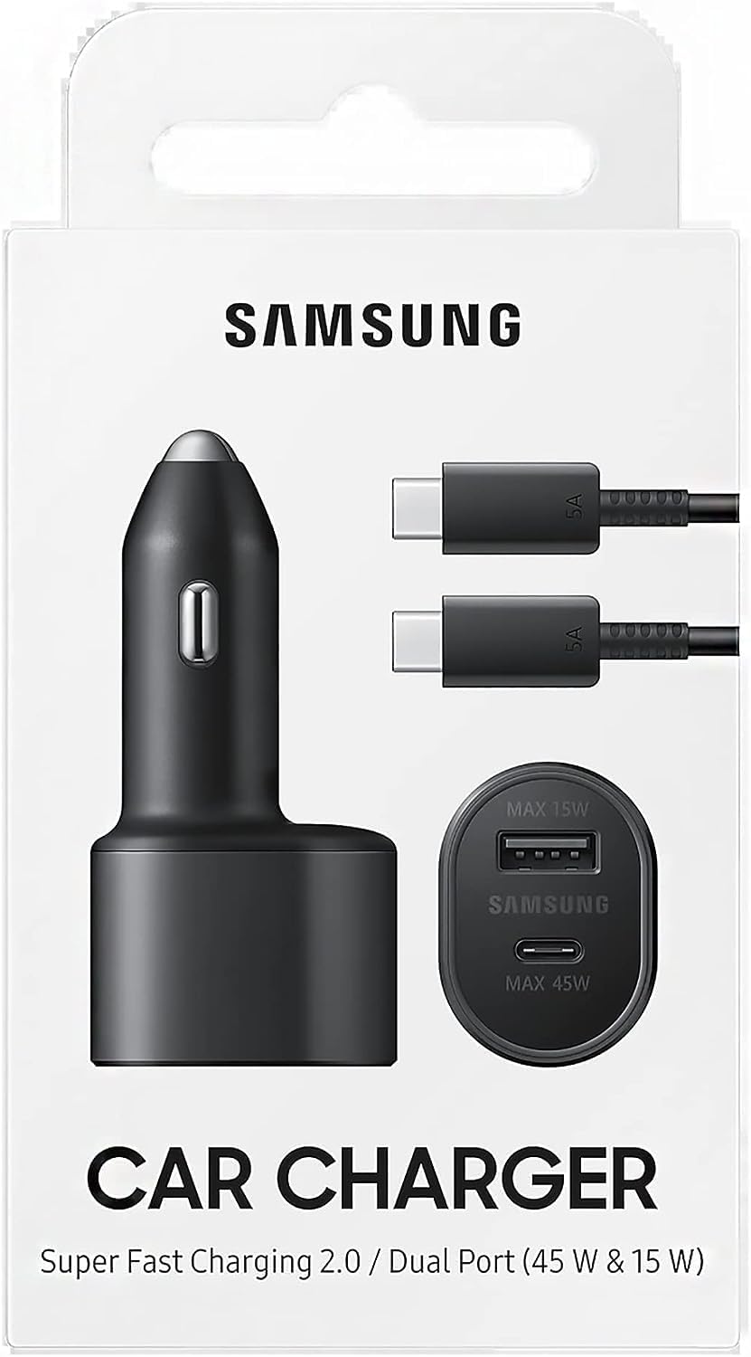 Samsung Super Fast Dual Car Charger 45W+15W ,Black EP-L5300XBEGWW